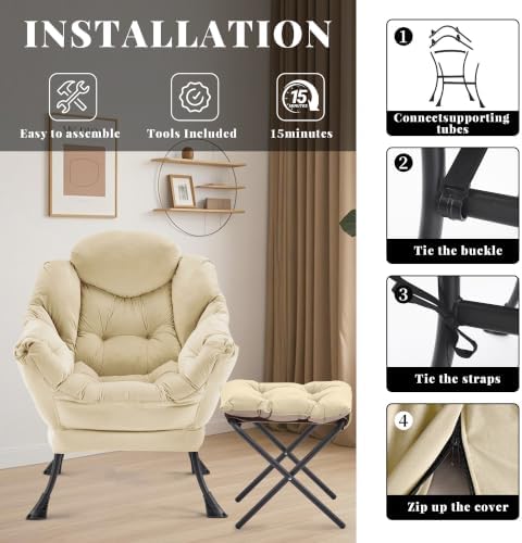 Lazy Chair with Ottoman, Comfy Reading Chair - Image 6