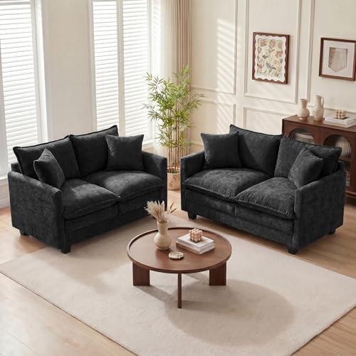 Loveseat Sofa Couch 2 Piece Set, Small Compact 50" Love Seat 27" Deep Cloud by MUDANT