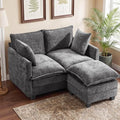 50" Loveseat Sofa with Ottoman, Cloud 2-Layer Cushion & 27" Deep Seat, Modern by KYJ
