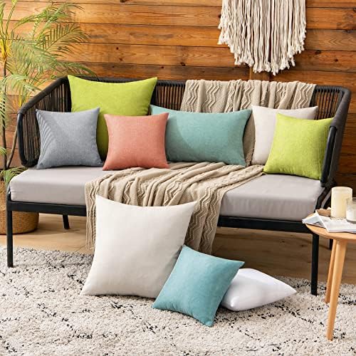 MIULEE Decorative Outdoor Pillow Covers Waterproof 12x12 Turquoise - Image 4