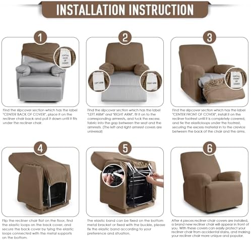 TAOCOCO Stretch Recliner Chair Covers 4 Piece - Image 6