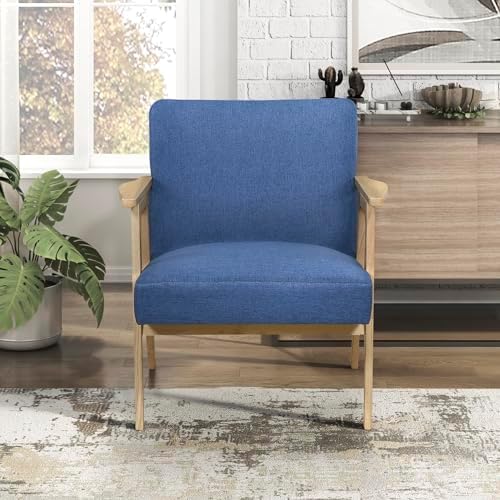 Lexicon Mid Century Modern Accent Chair, Natural Solid Wood Frame - Image 5