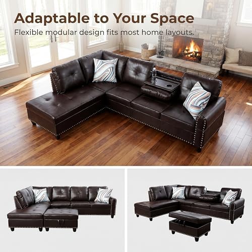 Faux Leather Sectional Couches for Living Room - Image 4