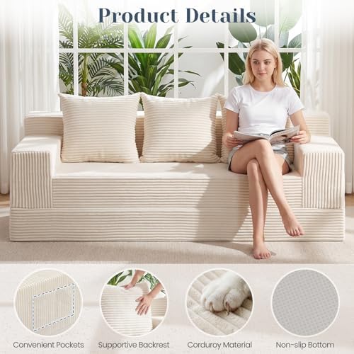 79" Convertible Sofa Bed, 2-in-1 Oversized Boneless Couch - Image 6