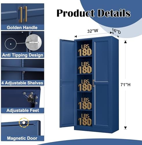 Steeloong 71"Metal Pantry Storage Cabinet - Image 3