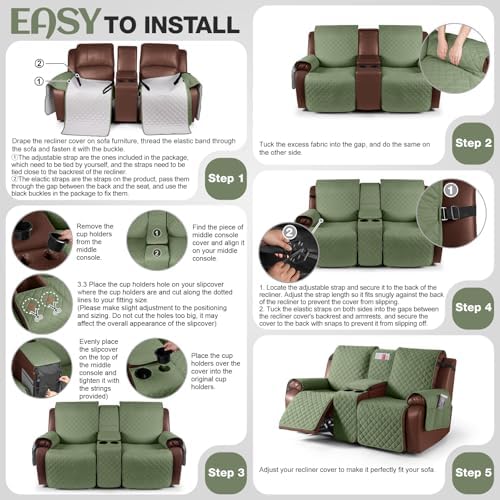 KinCam 100% Waterproof Loveseat Recliner Cover - Image 6