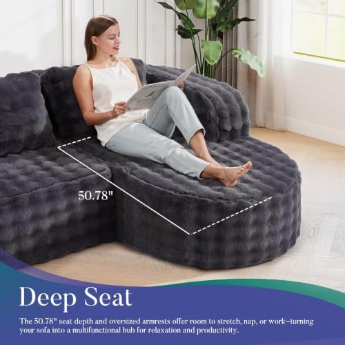 Hobestluk Boneless Couch Modular Sectional Sofa L-Shape Lounge Cloud Couch - Image 4