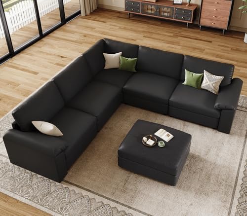 EASE MOOSE Leather Sectional Couch, Oversized Modular Sofa - Image 3