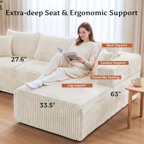 118" U Shaped Boneless Couches for Living Room, Modular Sectional Sofa - Image 5