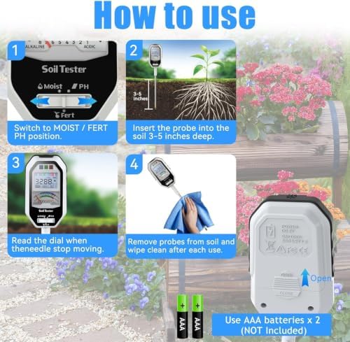 Soil Moisture Meter, 7-in-1 Soil PH Tester/Soil Moisture/Fertility - Image 5