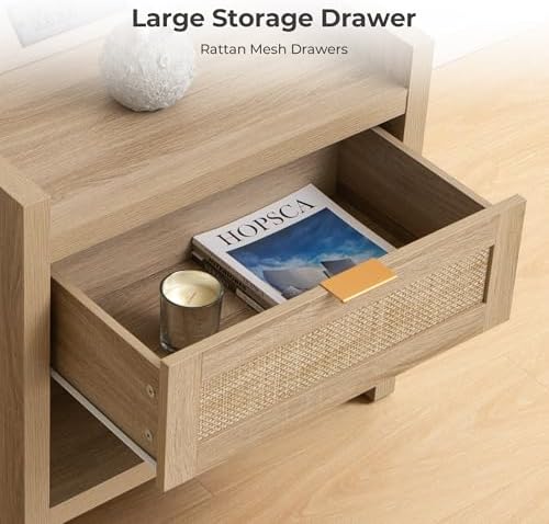 SICOTAS Rattan Night Stand Bedside Table - Image 4
