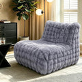 Memory Foam Faux Fur Bean Bag Chair, Light Grey by KKdema