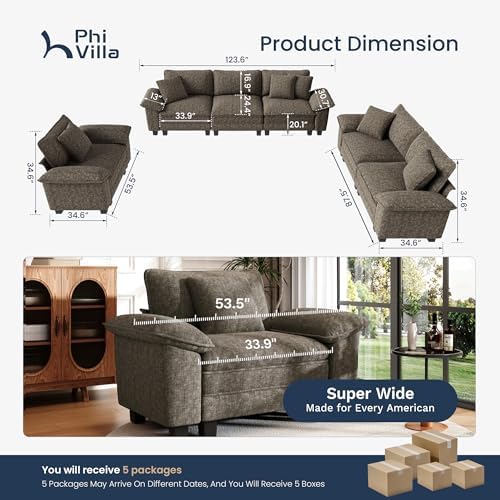 PHI VILLA 3-Piece Modular Sectional Cloud Couch and 2 Loveseats Sofa Set - Image 4