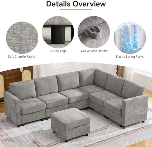 104'' V Shaped Modular Sofa, Sectional Couch - Image 4