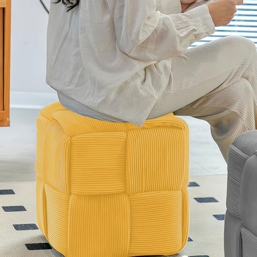 Cmishe 15" Square Woven Corduroy Ottoman Footrest - Image 4