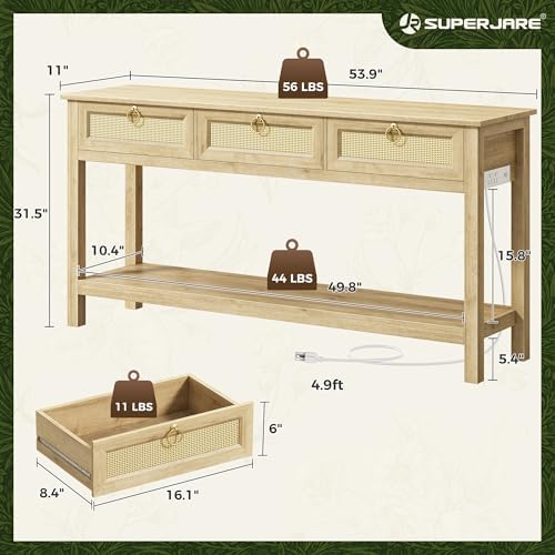 SUPERJARE Rattan Console Sofa Table - Image 2