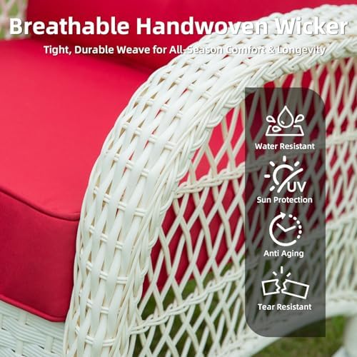 VIVIJASON Outdoor Wicker Rocking Chair, Patio Rattan Rocker Chair - Image 4