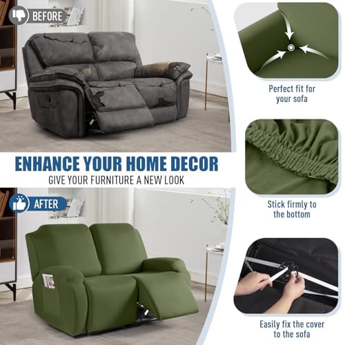 TAOCOCO Recliner Loveseat Slipcover, 2 Pieces Polyester Fabric Stretch Sofa - Image 5
