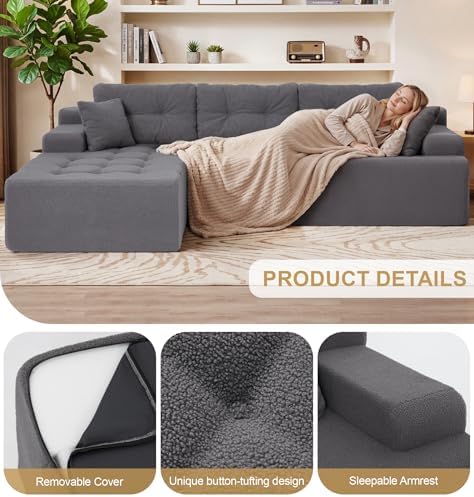 Hobestluk Boneless Couches Modular Sectional Sofa L-Shape Oversized Chaise - Image 4