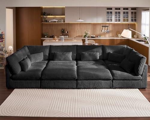 154" Oversize Corduroy Modular Sectional Sofa Couches by CHICHOUSE
