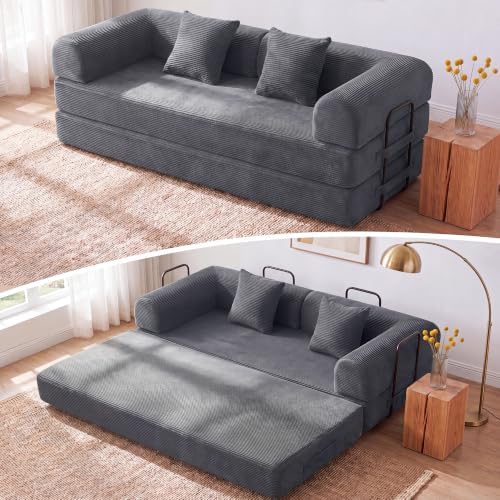 79" Convertible Futon Sofa Bed, Boneless Couch by ZQRhome