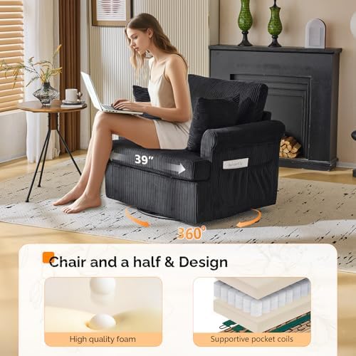 VINGL 39.2" Wide 360° Swivel Accent Armchairs - Image 4