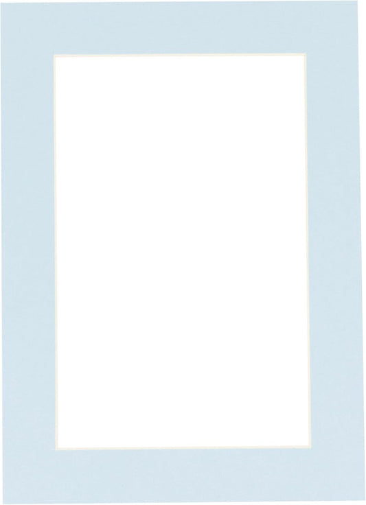 8.5x11 Mat Bevel Cut for 7x9 Photos - Acid Free Baby Blue Precut Matboard with Backing Board and Crystal Clear, Self Seal Photo Mat Bag - for Pictures, Photos, Framing - 4-ply Thickness