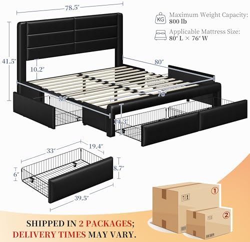 Yaheetech King Upholstered Bed Frame - Image 2