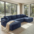 133" U-Shaped Modular Sectional Sofa, Boneless Couch by VYNELITO