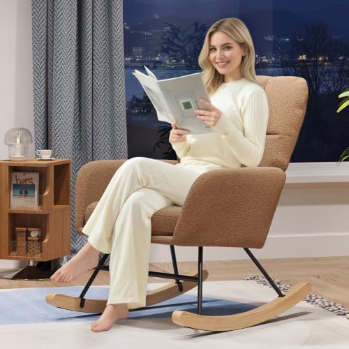 Nursery Rocking Chair Teddy, Upholstered Glider Rocker - Image 7