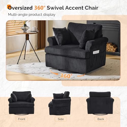 VINGL 39.2" Wide 360° Swivel Accent Armchair - Image 5