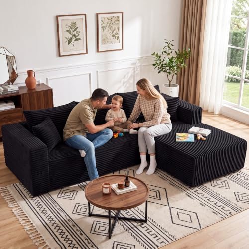 Boneless Couches for Living Room, L Shape Modular Sectional Sofa - Image 3