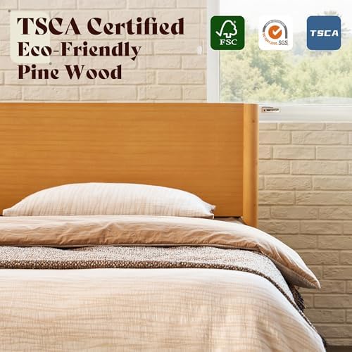 AMERLIFE Solid Wood Queen Bed Frame, Mid Century Bed - Image 4