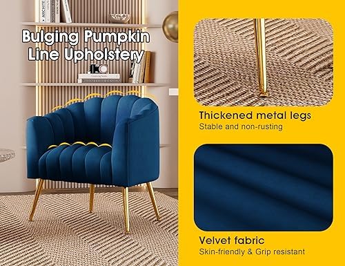 Dewhut Oversized Pumpkin Couch Accent Chair, Modern Comfy Velvet Upholstered - Image 6