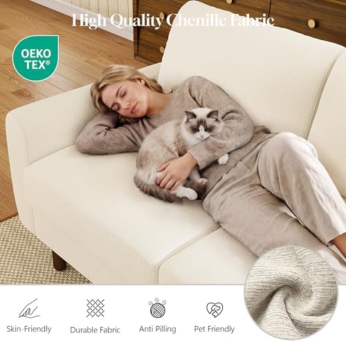 WorthFurni 68" Loveseat Sofa, Comfy Chenille Fabric Couches - Image 3