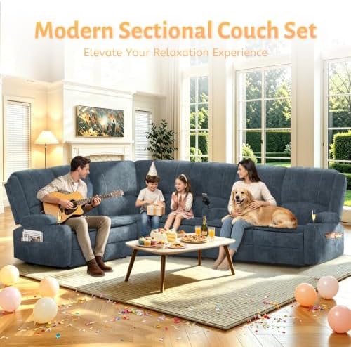 6 Seater Reclining Sofa Set, Modern Living Room Couch Set - Image 3