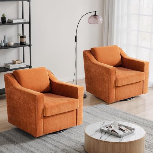 Swivel Accent Chairs Set of 2, Chenille Armchair - Image 3