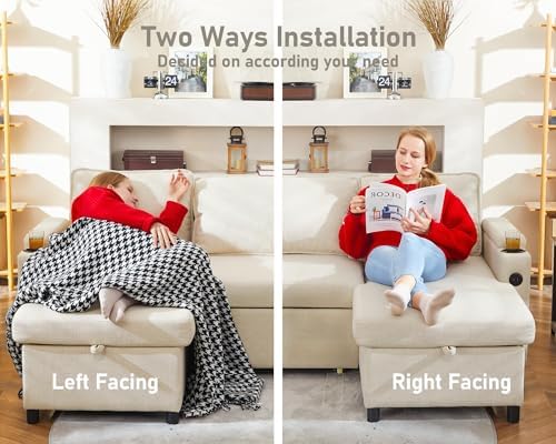 Sofa Bed Pull Out 2 in 1 Sectional Sleeper Sofa L Shaped Couch - Image 6