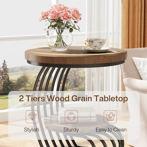 Tribesigns Round End Side Table: Side Table - Image 6