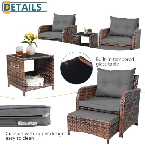 5 Pieces Wicker Outdoor Patio Chairs - Image 4