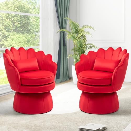 ZJhome 360° Swivel Accent Chair, Mid-Century Modern Velvet Barrel Chair - Image 4