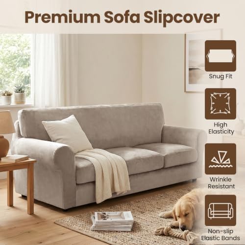 XINEAGE 4-Piece Velvet Oversize Sofa Cover, Couch Covers - Image 2