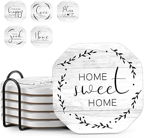 UMIRRO Absorbent Ceramic Stone Coasters Set of 6 by Umirro
