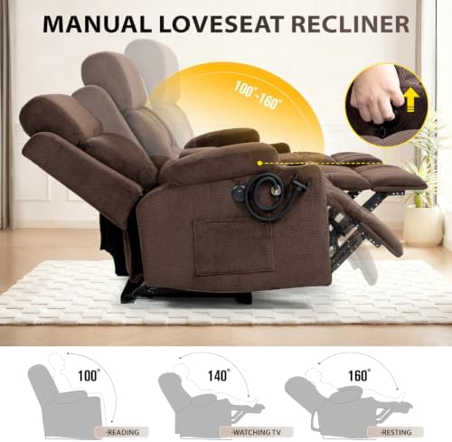 Reclining Loveseat Sofa with Adjustable Headrests, Oversized Recliner Couch - Image 5