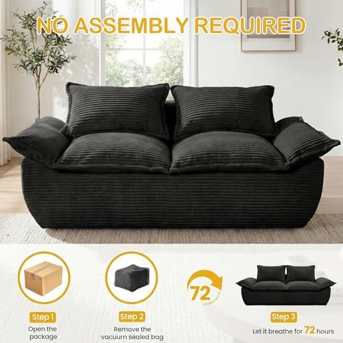 69" Boneless Loveseat Sofa, 2-Seater Boneless Couch - Image 6