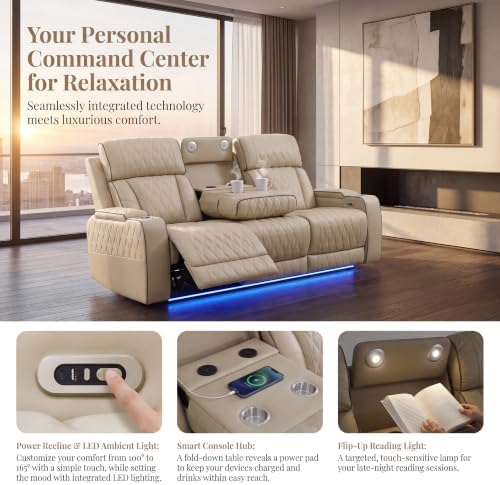 Power Reclining Leather Sectional Sofa - Image 5