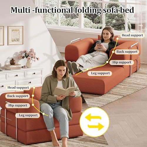 Single Couch Sofa for Small Spaces, 2-in-1 Single Boneless Sofa - Image 3