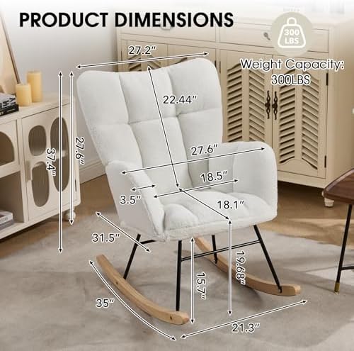 Nursery Rocking Chair, Teddy Upholstered Glider Chair - Image 2