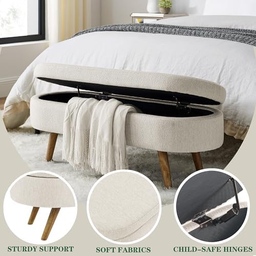 43.5" Ottoman with Storage, Storage Ottoman Bench with Safety Hinge, Bed End - Image 5