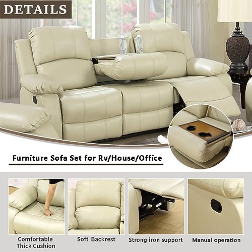 A Ainehome Living Room Furniture Set Leather Recliner Sofa Set Loveseat Chair - Image 3